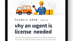 Современная иллюстрация к статье о тендерах 2026 года и срочном оформлении строительных лицензий